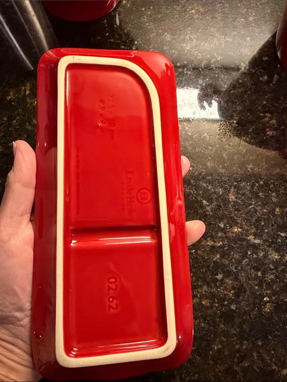 Emile Henry Spoon Rest, Salt Cellar and Utencil holder. Made in France. RED